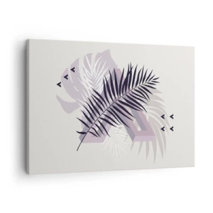 Bild auf Leinwand - Leinwandbild - Eine minimalistische Komposition mit Blättern und geometrischen Formen - 70x50cm - Der Schatten des Schattens - Moderne Wanddekoration für Wohnzimmer und Schlafzimmer ARTTOR