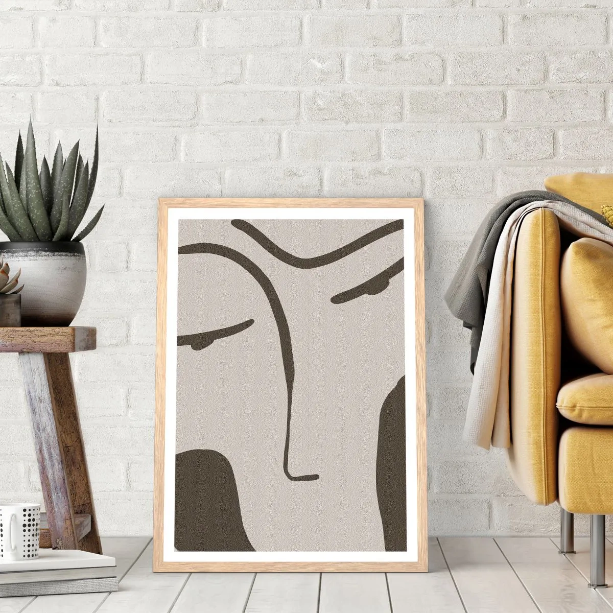 Poster in einem Rahmen aus heller Eiche - Wie ein Modigliani-Gemälde - 70x100 cm