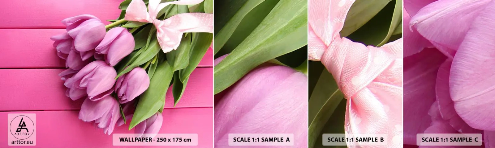 Fototapetenmuster Standard Eco - Nur für dich - Blumen, Tulpen, Blumenstrauß - 100x30 cm