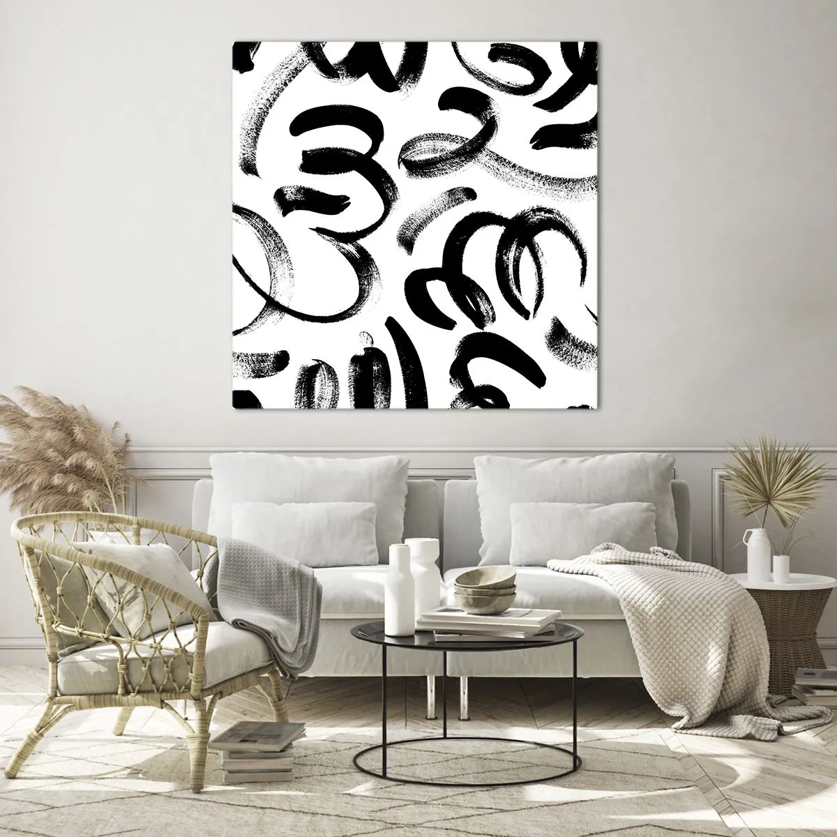 Glasbild - Bild auf glas - Schwarz auf Weiß - 70x70 cm