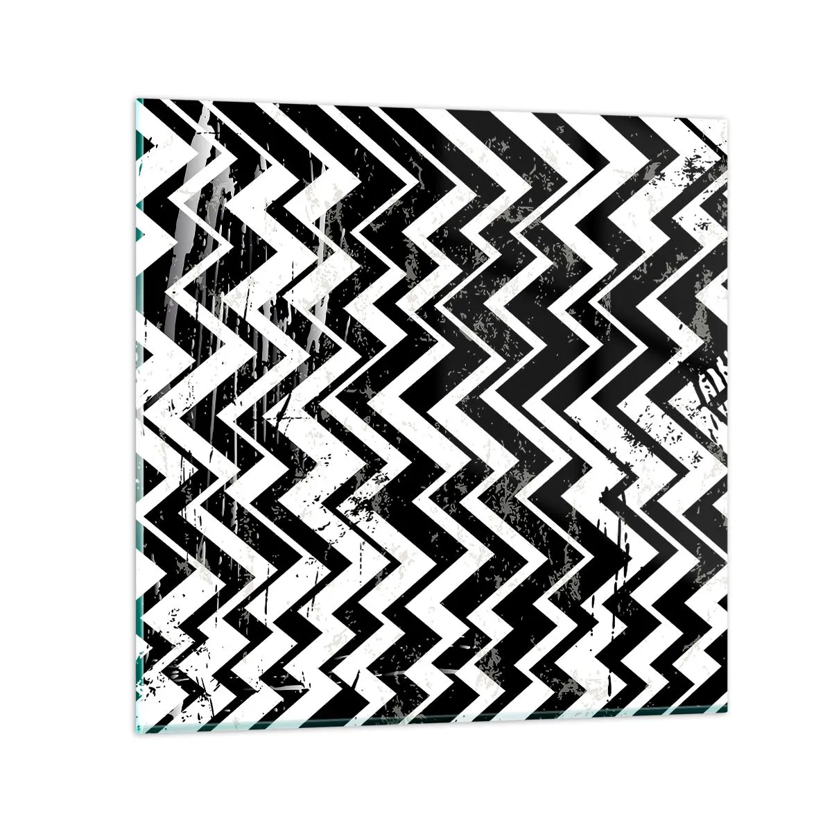 Glasbild - Bild auf glas - Zick-weiß, Zack-schwarz - 60x60 cm