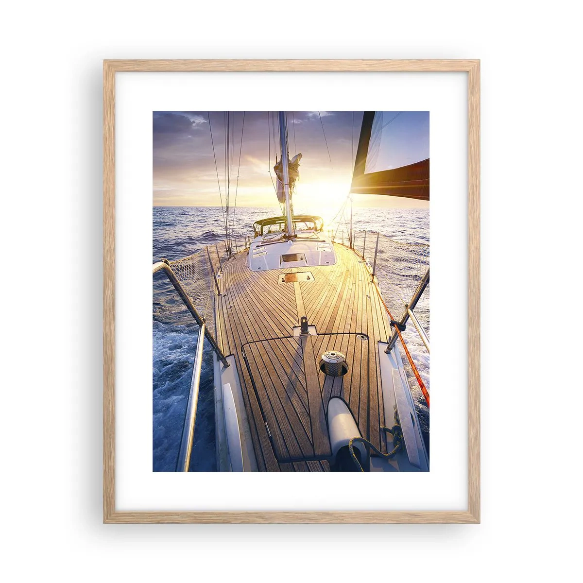 Poster in einem Rahmen aus heller Eiche - Laufen unter den Wellen - 40x50 cm