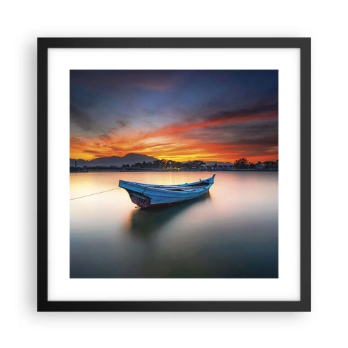 Poster in einem schwarzem Rahmen - Eine gute Nacht kommt - 40x40 cm