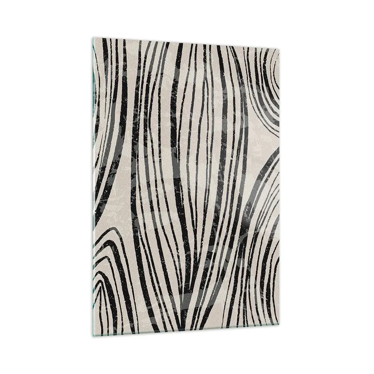 Glasbild - Bild auf glas - Wellen aus schwarzen Linien auf hellem Hintergrund - 50x70cm - Linienpool - Moderne Wanddekoration für Wohnzimmer und Schlafzimmer ARTTOR