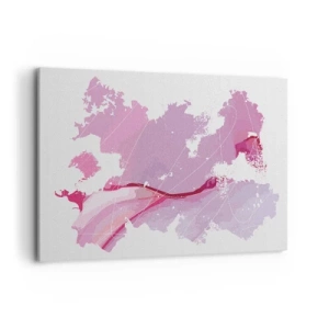 Bild auf Leinwand - Leinwandbild - Abstrakte Weltkarte in Rosatönen - 100x70cm - Karte der Rosawelt - Moderne Wanddekoration für Wohnzimmer und Schlafzimmer ARTTOR