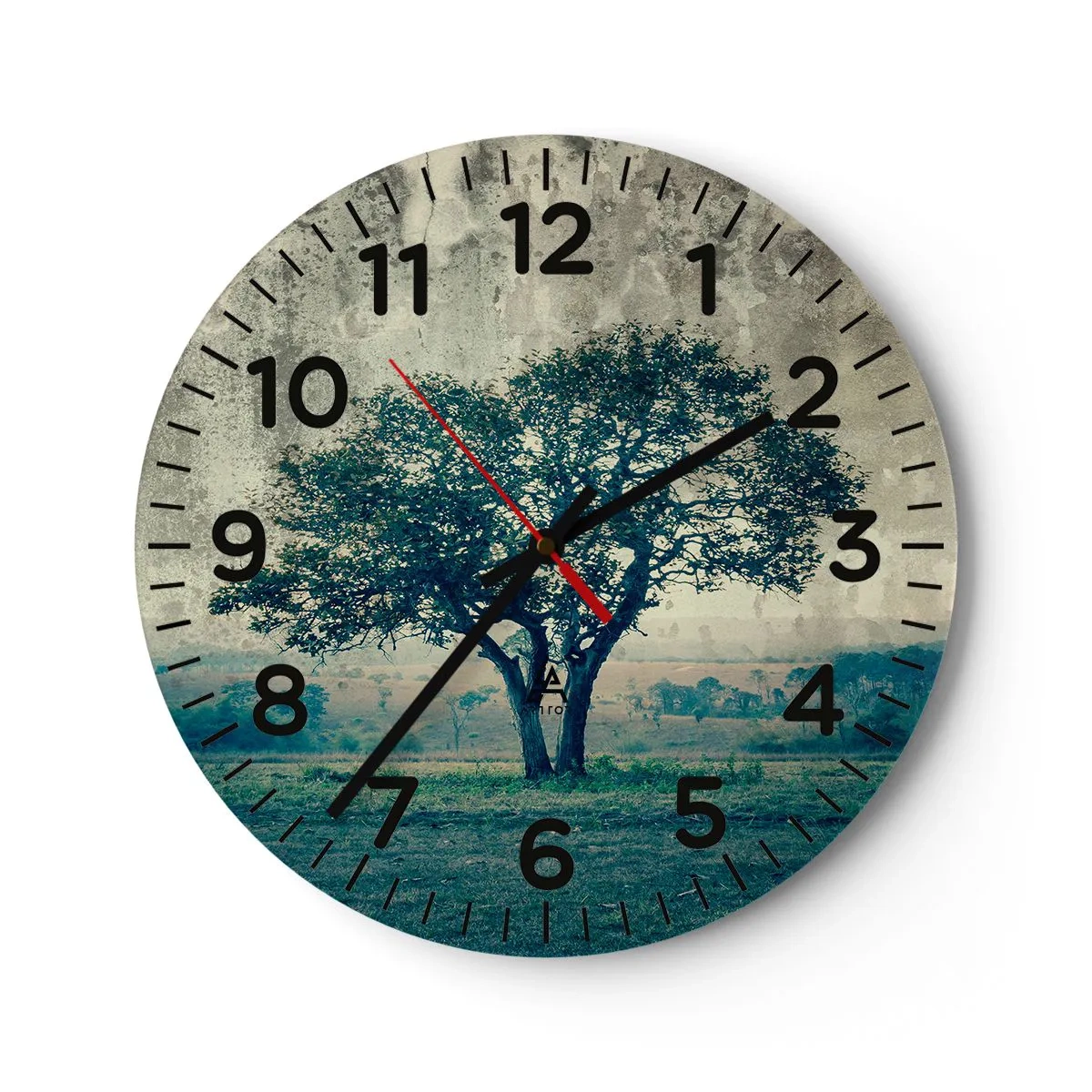 Wanduhr - Glasuhr - Ein Apfelbaum auf blauem Feld? - 40x40 cm