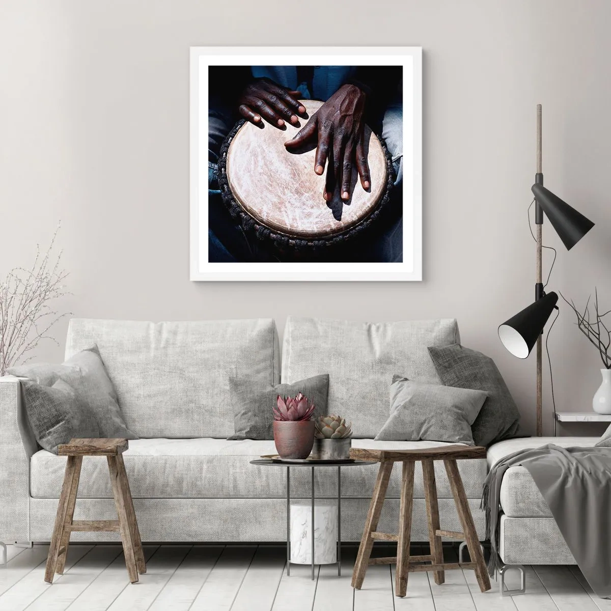 Poster in einem weißen Rahmen - Lebe in deinem eigenen Rhythmus - 40x40 cm