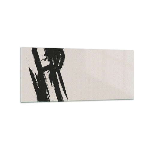 Glasbild - Bild auf glas - Dynamische Pinselstriche in Schwarz auf hellem Hintergrund - 120x50cm - Unaufhaltsamer Trieb - Moderne Wanddekoration für Wohnzimmer und Schlafzimmer ARTTOR
