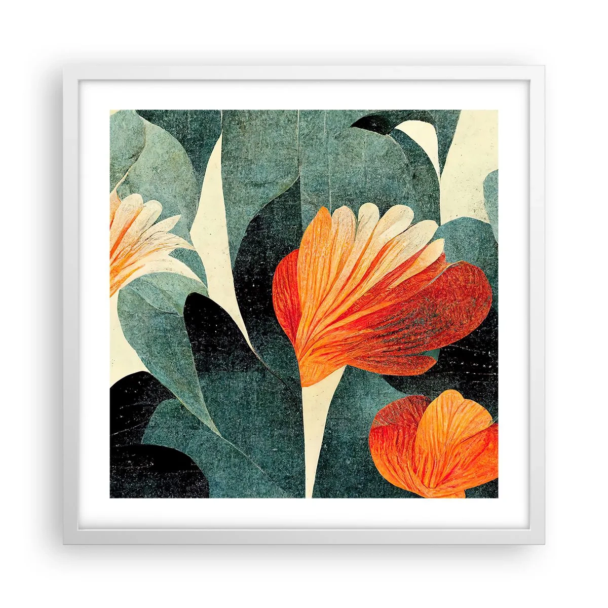 Poster in einem weißen Rahmen - Hitze der Tropen und Kühle des Grüns - 50x50 cm