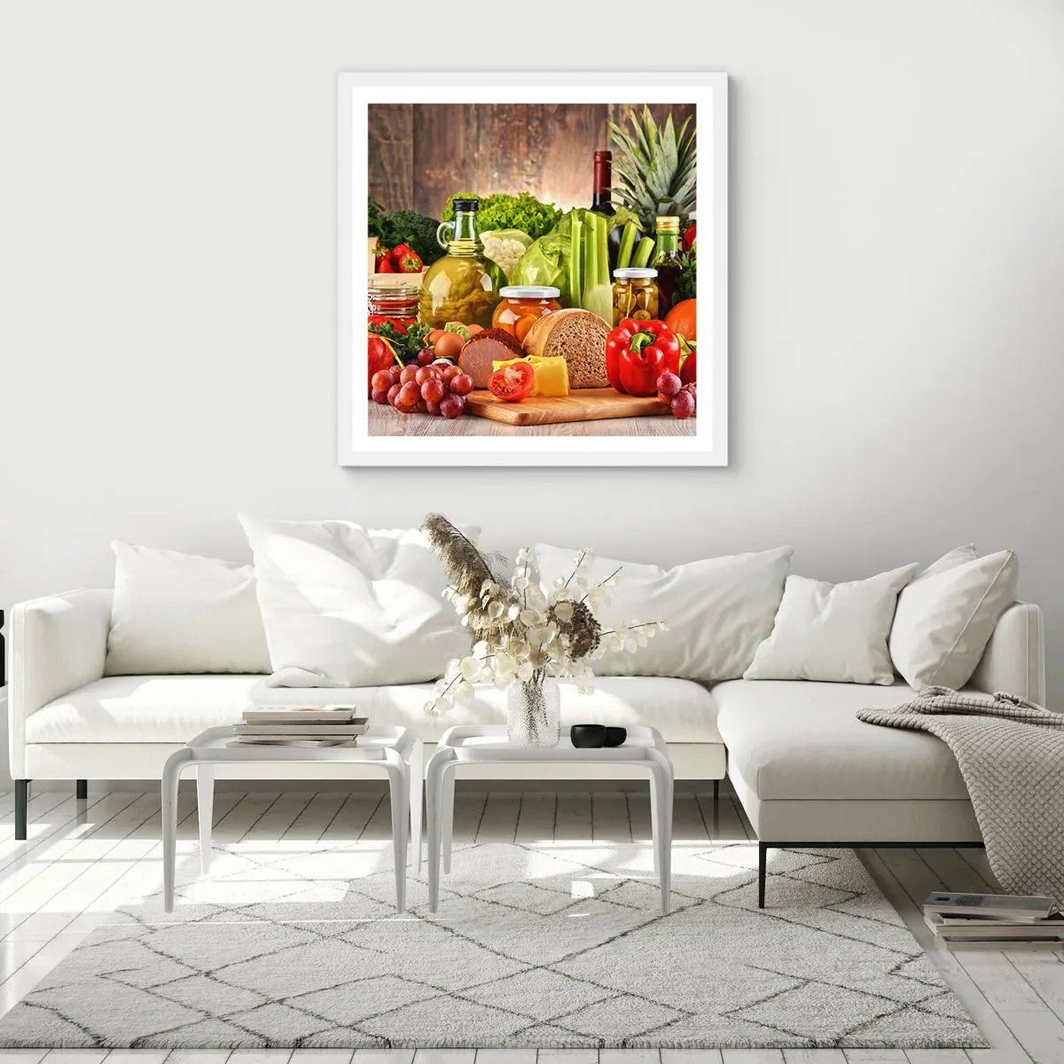 Poster in einem weißen Rahmen - Geräuchert, gebacken und eingelegt - 50x50 cm