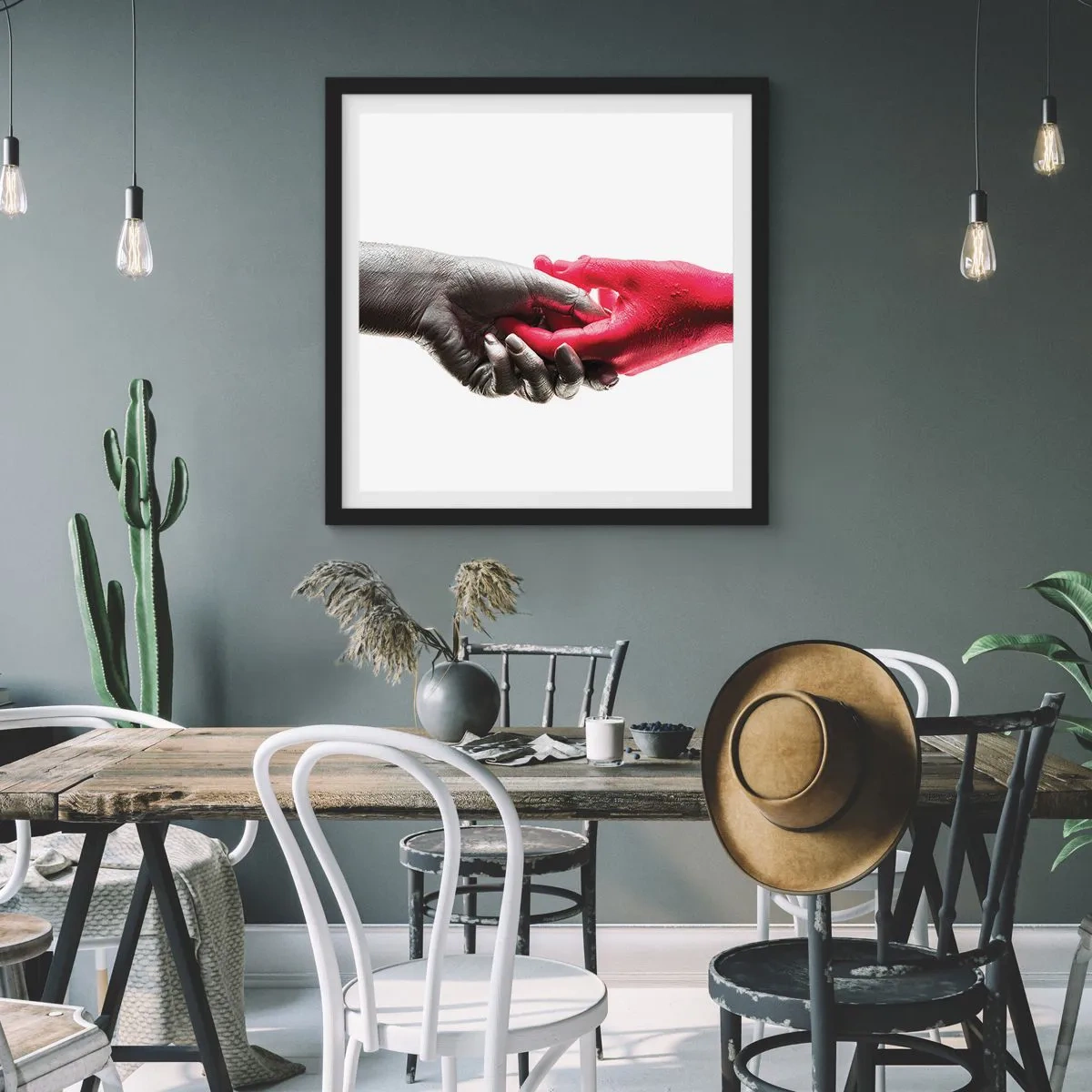 Poster in einem schwarzem Rahmen - Gemeinsam, obwohl anders - 40x40 cm