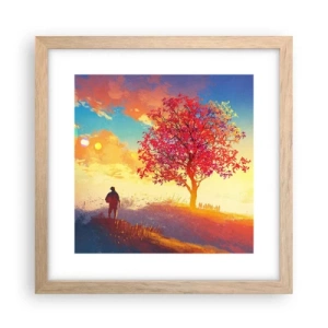 Poster in einem Rahmen aus heller Eiche - Pilger am Ziel - 30x30 cm