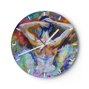 Wanduhr - Glasuhr - Ein abstraktes Bild einer Ballerina in dynamischen, bunten Farben. - 30x30cm - Es kann alles sein - Moderne Wanddekoration für Wohnzimmer, Küche und Schlafzimmer ARTTOR