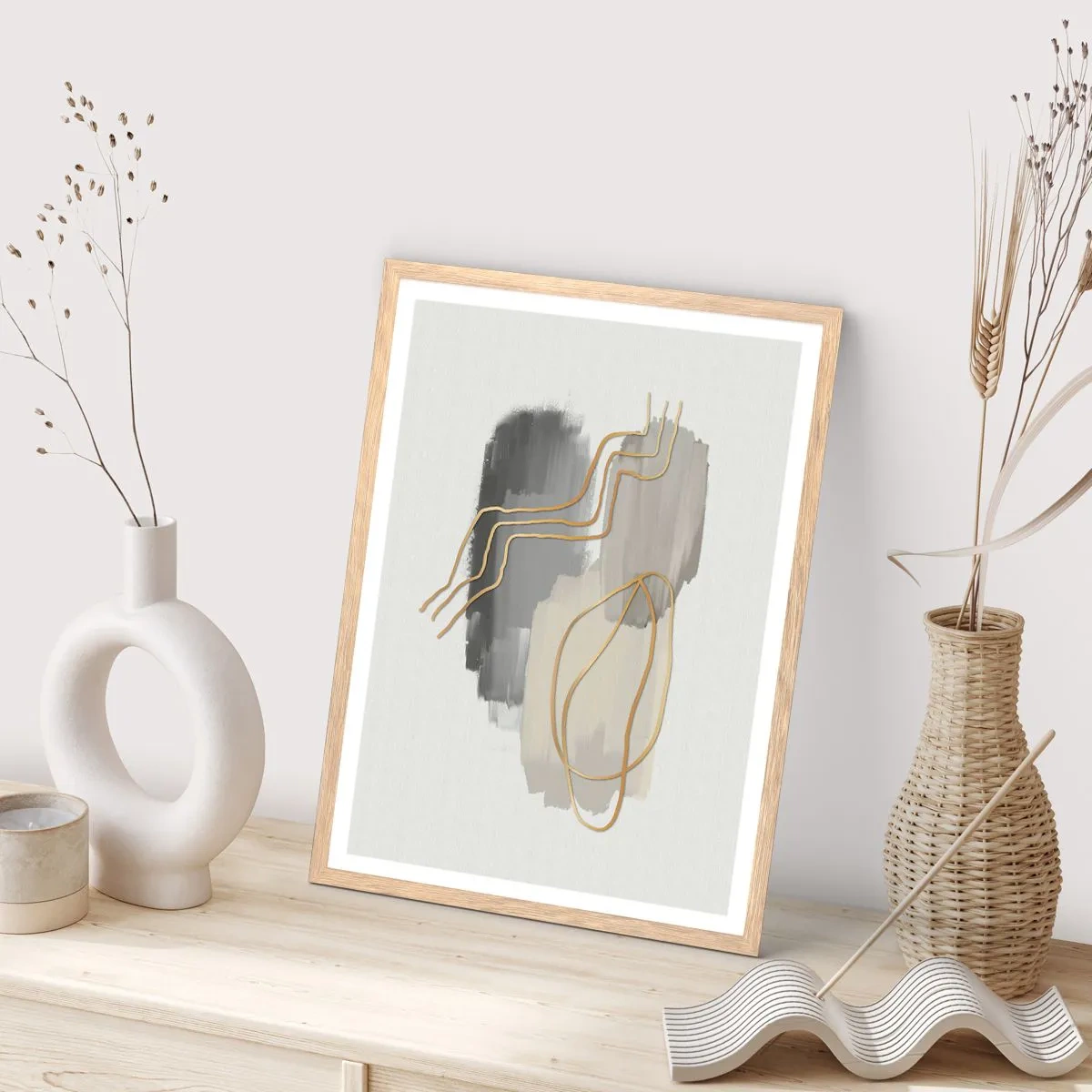Poster in einem Rahmen aus heller Eiche - Dauer und Bewegung - 30x40 cm