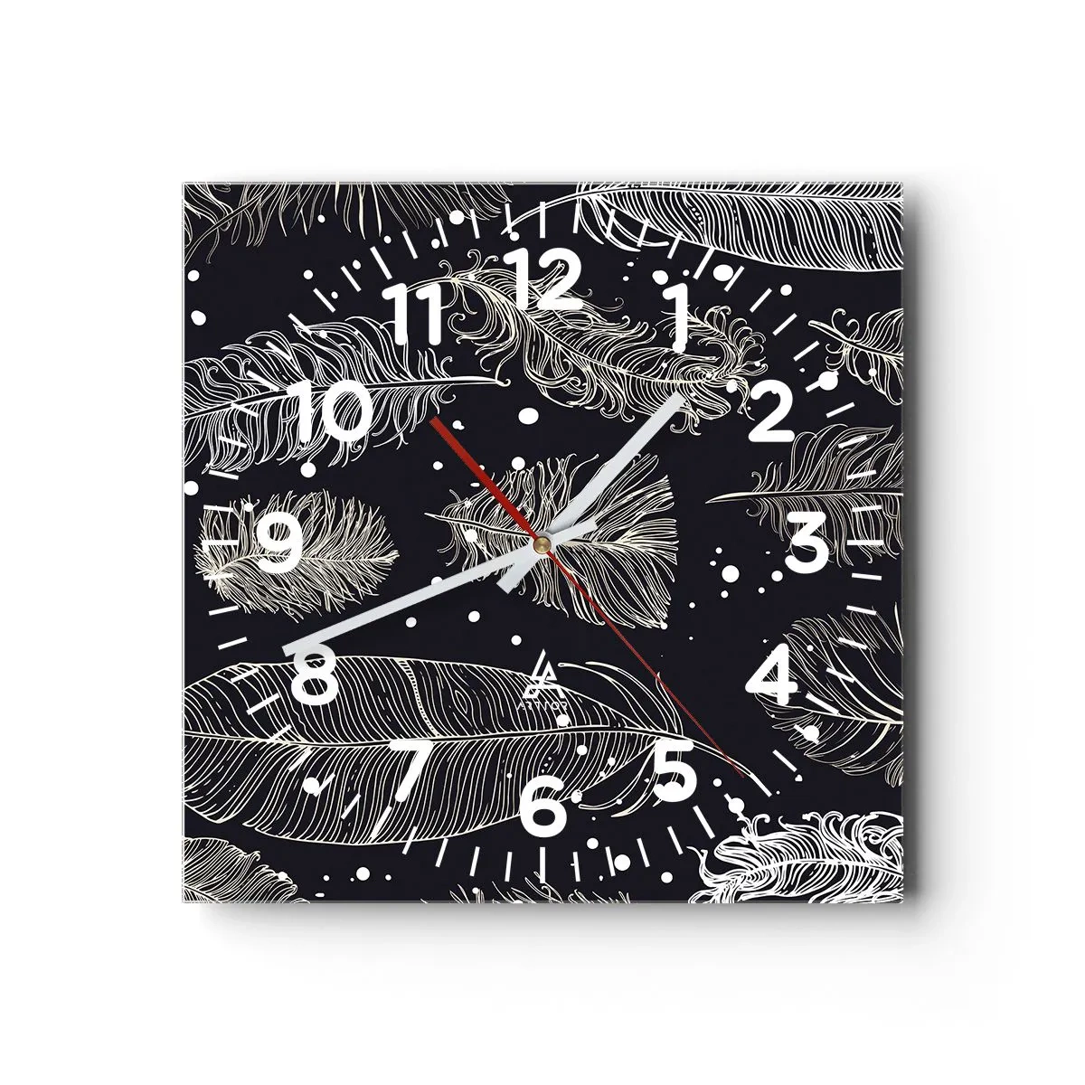 Wanduhr - Glasuhr - Gefiederte Spitze - 30x30 cm