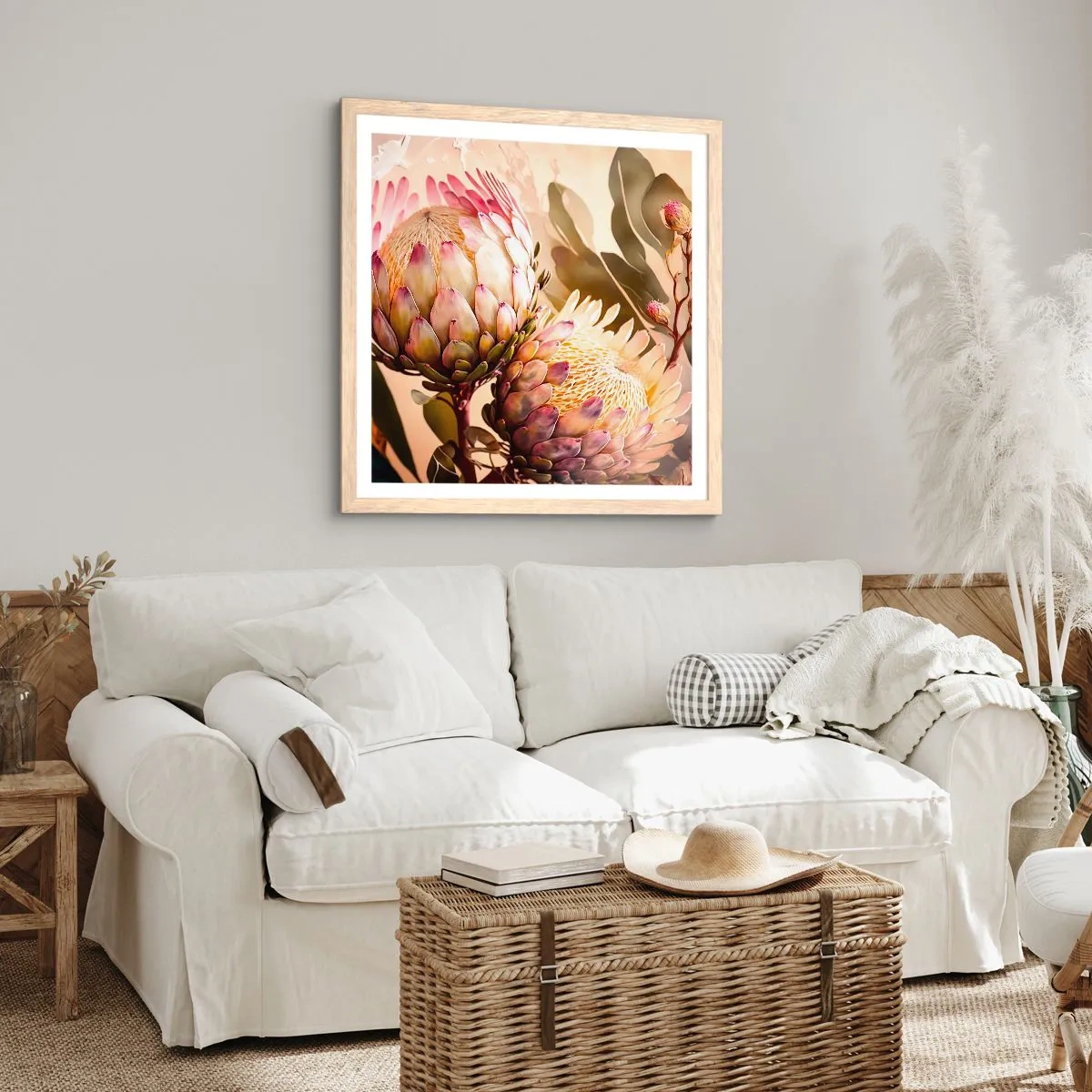 Poster in einem Rahmen aus heller Eiche - Zärtlich umarmt - 30x30 cm