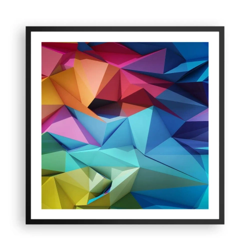 Poster in einem schwarzem Rahmen - Regenbogen-Origami - 60x60 cm