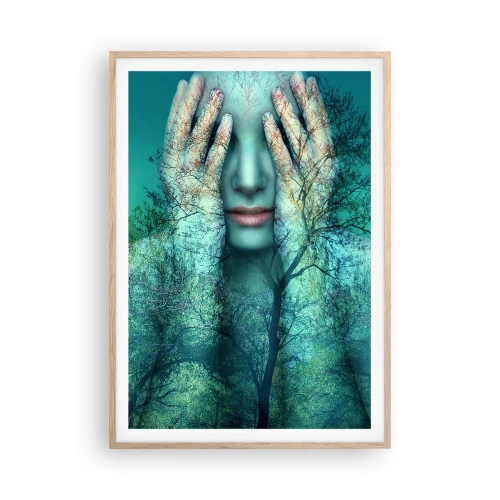 Poster in einem Rahmen aus heller Eiche - Eingetaucht in Blau - 70x100 cm