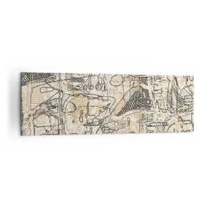 Bild auf Leinwand - Leinwandbild - Abstrakte Muster und Linien auf beigem Hintergrund - 160x50cm - Es wartet darauf, entschlüsselt zu werden - Moderne Wanddekoration für Wohnzimmer und Schlafzimmer ARTTOR