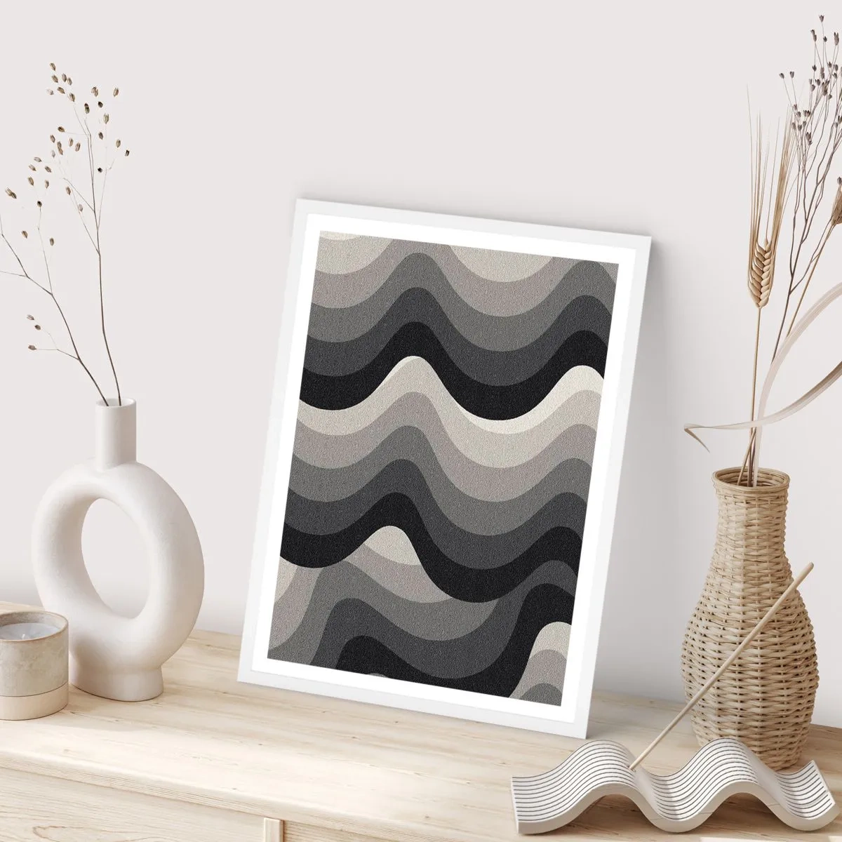 Poster in einem weißen Rahmen - Eine Welle nach der anderen - 70x100 cm