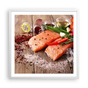 Poster in einem weißen Rahmen - Norwegisches Abenteuer in der Küche - 60x60 cm