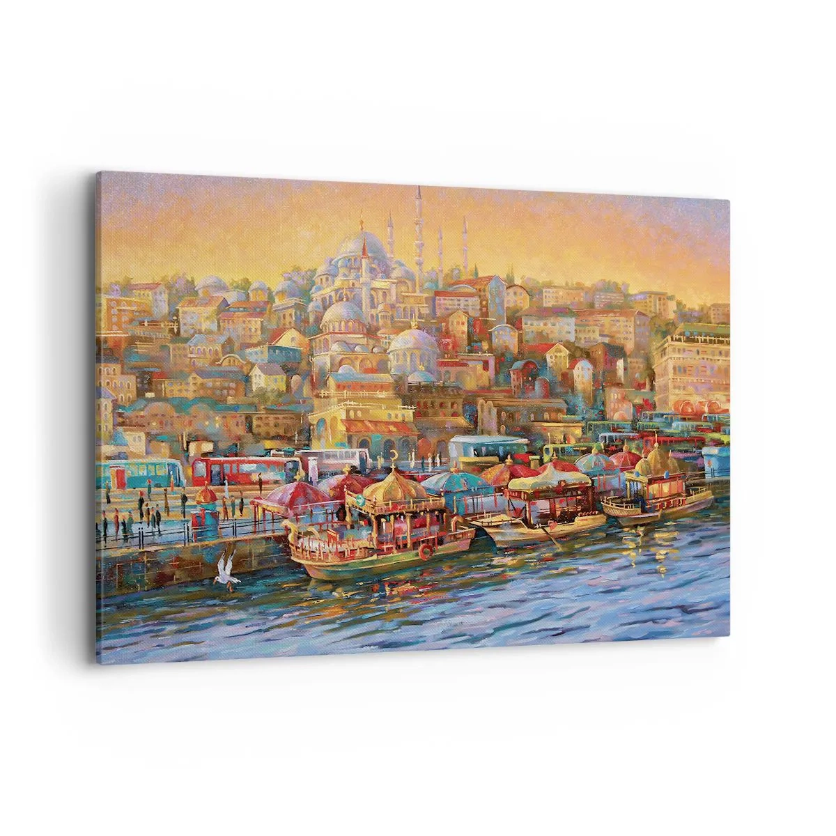 Bild auf Leinwand - Leinwandbild - Malerisches Panorama von Istanbul mit Blick auf die Bucht und die Stadt - 120x80cm - Istanbuler Geschichte - Moderne Wanddekoration für Wohnzimmer und Schlafzimmer ARTTOR