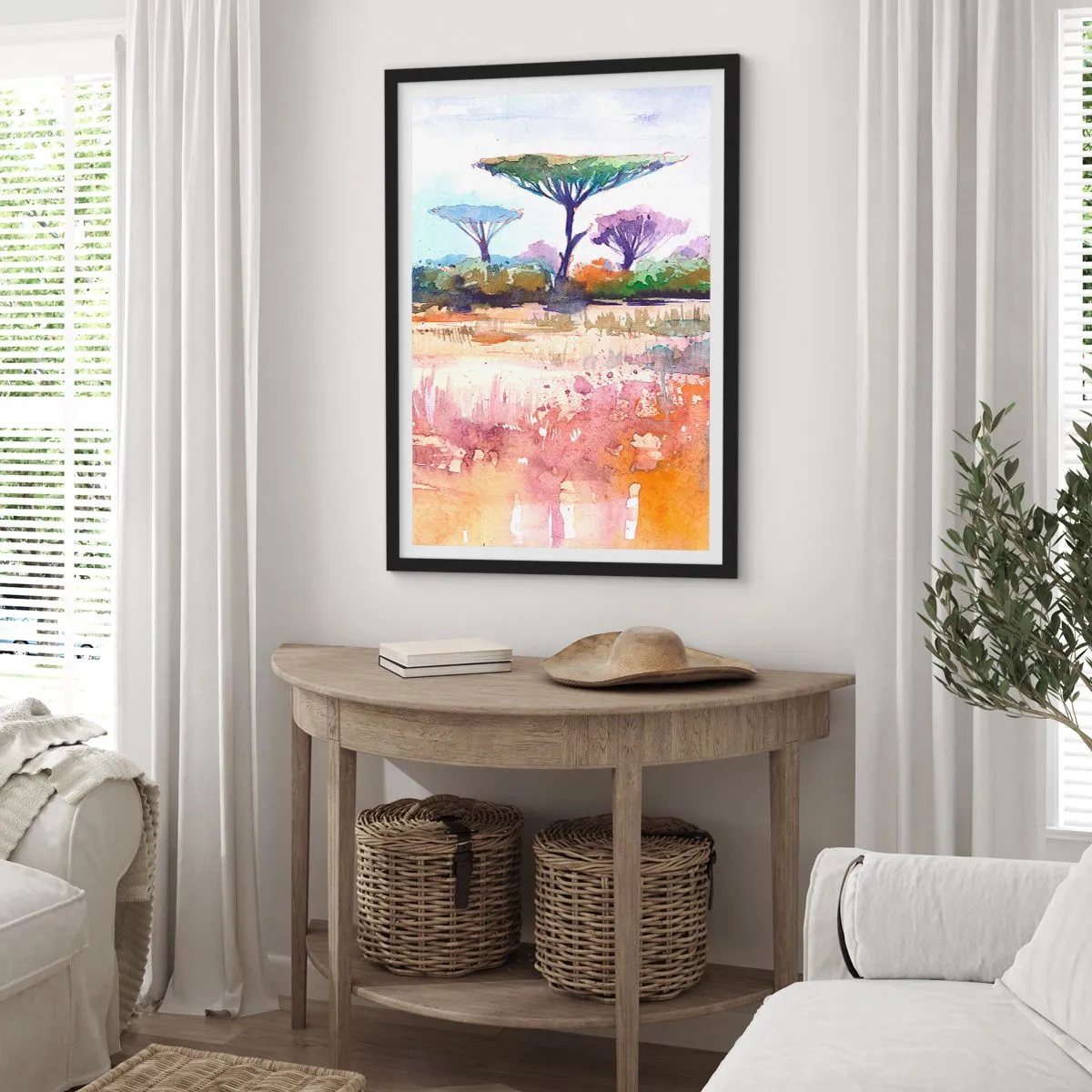 Poster in einem schwarzem Rahmen - Savannah-Farben - 61x91 cm