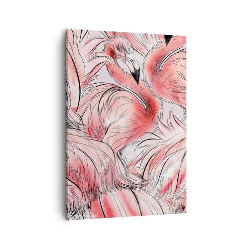 Bild auf Leinwand - Leinwandbild - Zarte Zeichnungen von rosa Flamingos - 50x70cm - Bird Corps de Ballet - Moderne Wanddekoration für Wohnzimmer und Schlafzimmer ARTTOR