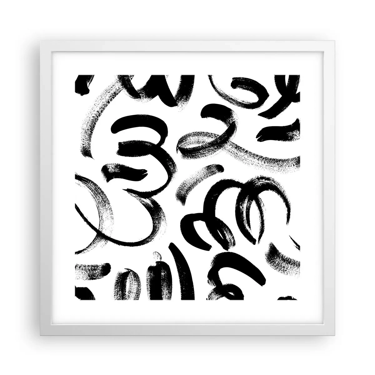 Poster in einem weißen Rahmen - Schwarz auf Weiß - 40x40 cm