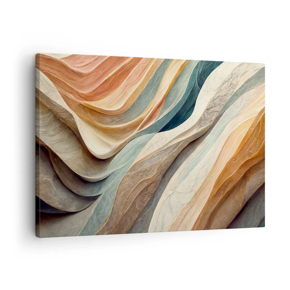 Bild auf Leinwand - Leinwandbild - Abstrakte Wellen in Pastelltönen - 70x50cm - Moment vor der Veränderung - Moderne Wanddekoration für Wohnzimmer und Schlafzimmer ARTTOR
