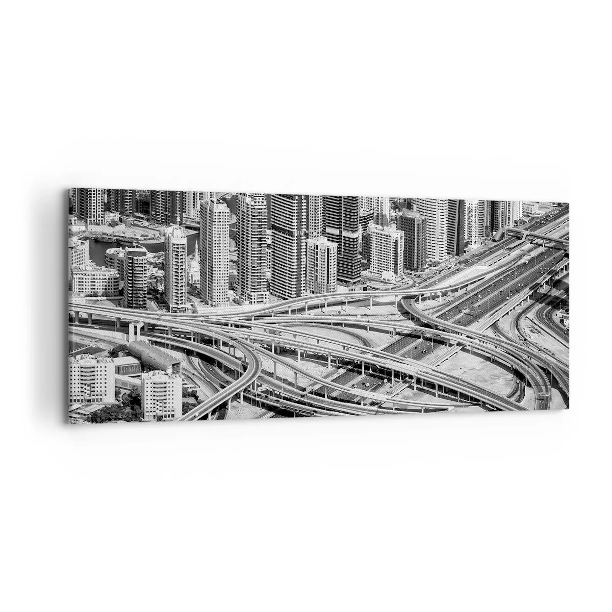 Bild auf Leinwand - Leinwandbild - Dubai aus der Vogelperspektive - 120x50cm - Dubai - die unmögliche Stadt - Moderne Wanddekoration für Wohnzimmer und Schlafzimmer ARTTOR