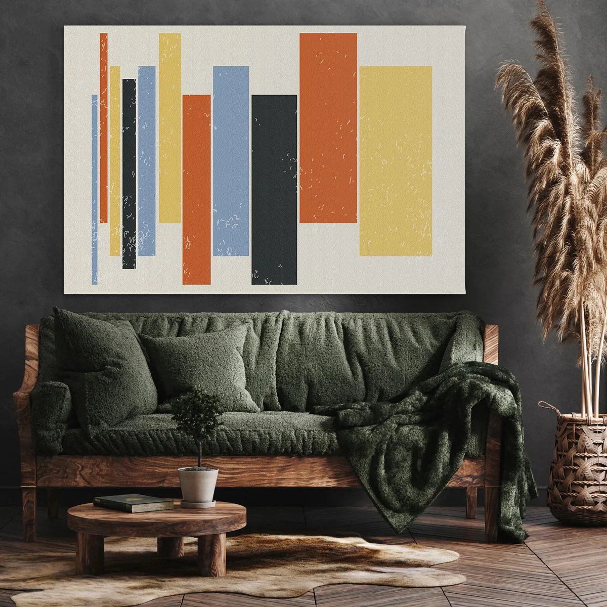 Bild auf Leinwand - Leinwandbild - Bunte Rechtecke in moderner Anordnung - 70x50cm - Musiknotation - Moderne Wanddekoration für Wohnzimmer und Schlafzimmer ARTTOR