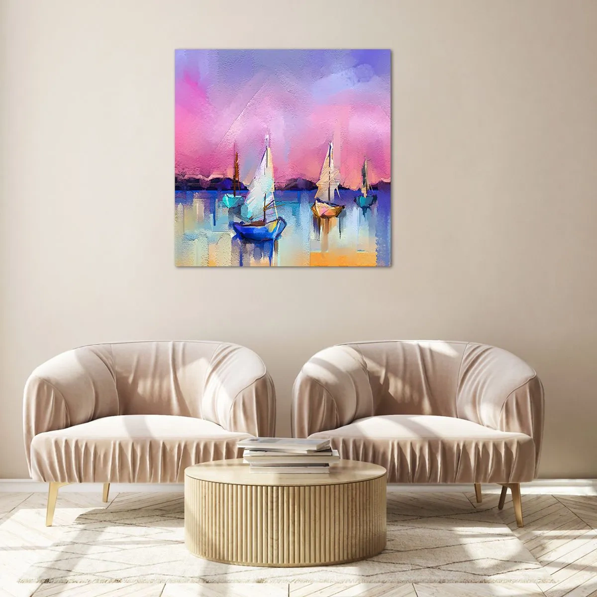 Glasbild - Bild auf glas - Richtung: breites Wasser - 50x50 cm