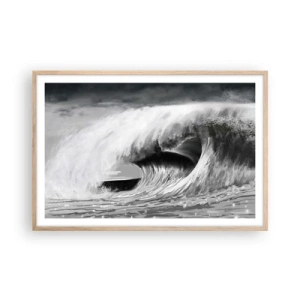Poster in einem Rahmen aus heller Eiche - Wut des Ozeans - 91x61 cm