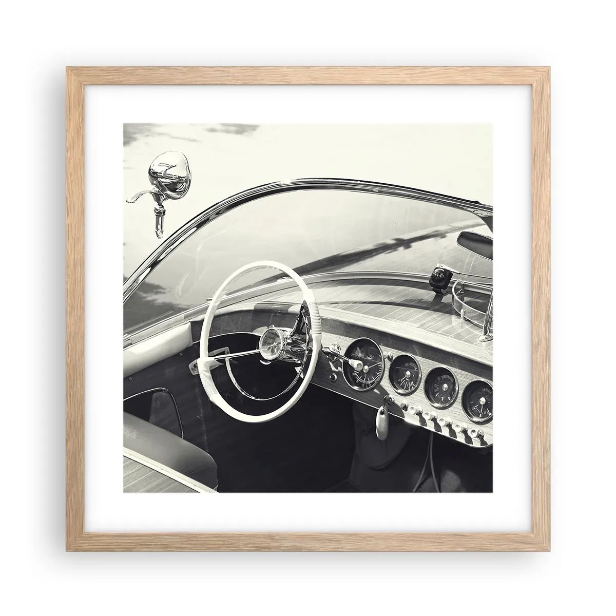 Poster in einem Rahmen aus heller Eiche - Wetter für die Reichen - 40x40 cm