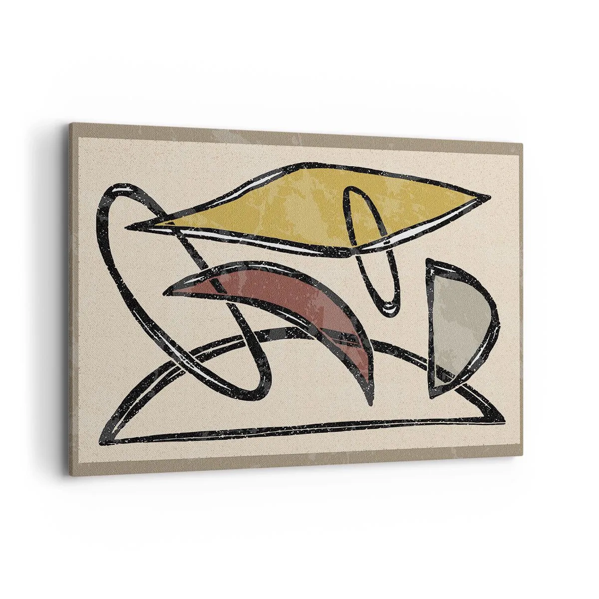 Bild auf Leinwand - Leinwandbild - Abstraktion mit geometrischen Formen und gedämpften Farben - 100x70cm - Vertikale und Horizontale - Moderne Wanddekoration für Wohnzimmer und Schlafzimmer ARTTOR