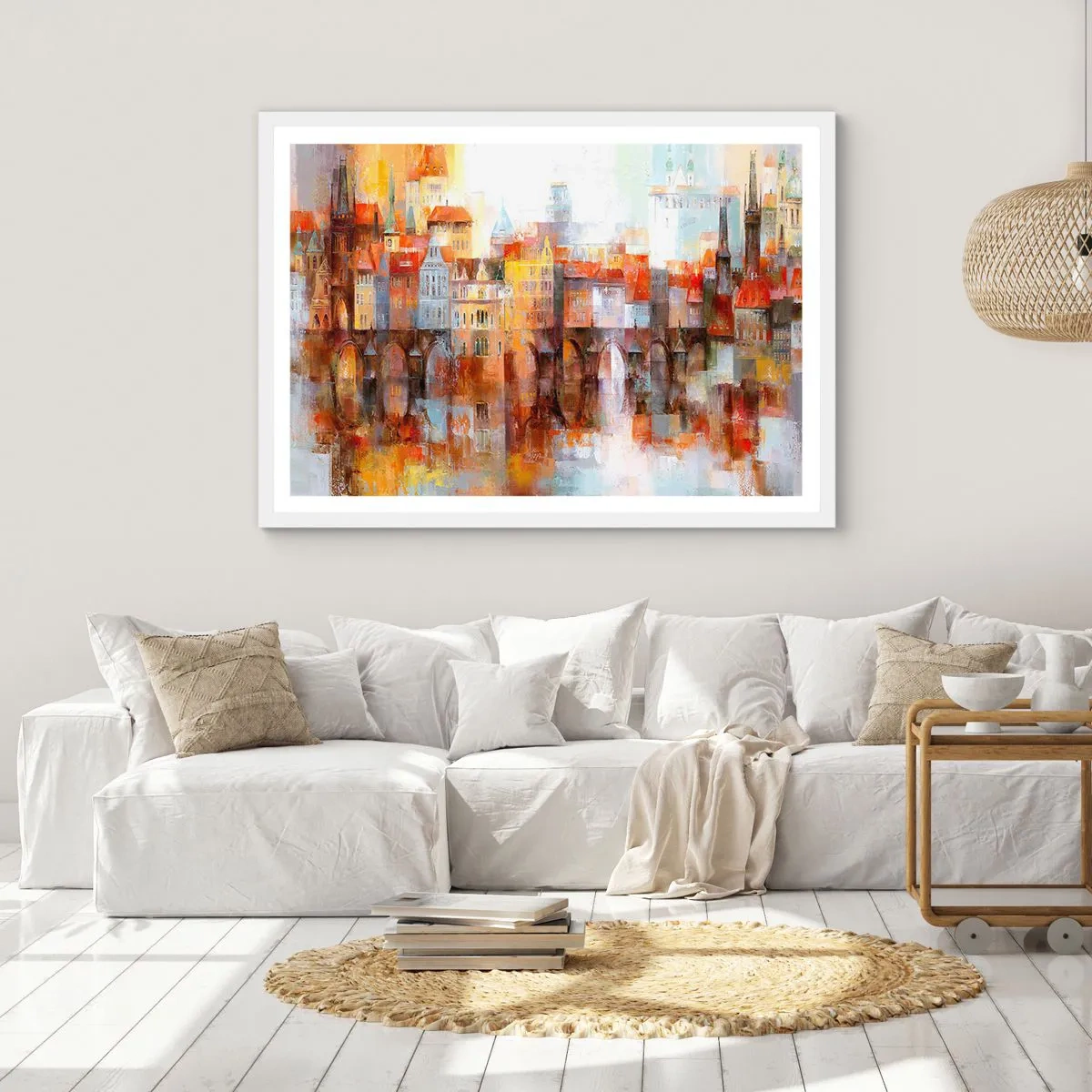 Poster in einem weißen Rahmen - Schön ist es auch unter der Brücke - 91x61 cm