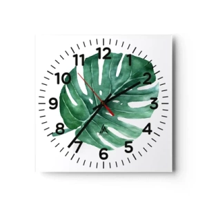 Wanduhr - Glasuhr - Grünes Konzept - 30x30 cm