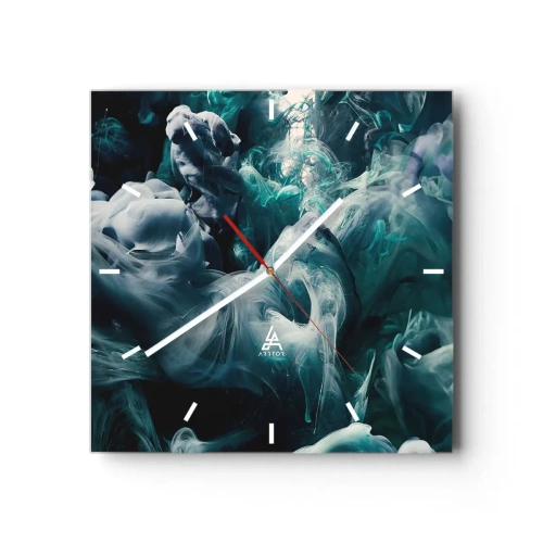 Wanduhr - Glasuhr - Farbbewegung - 40x40 cm