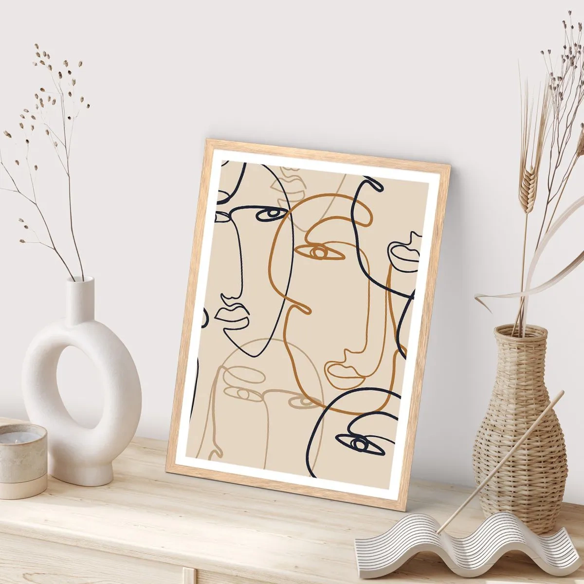 Poster in einem Rahmen aus heller Eiche - Das Porträt wird multipliziert - 50x70 cm