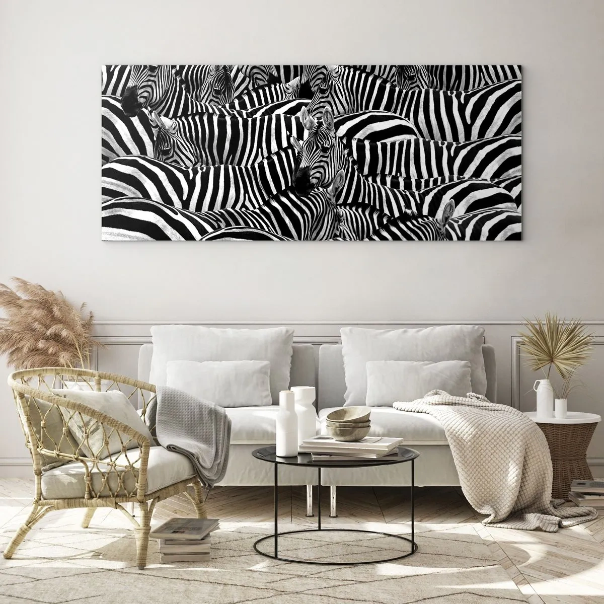 Glasbild - Bild auf glas - Gestreiftes Gruppenportrait - 90x30 cm