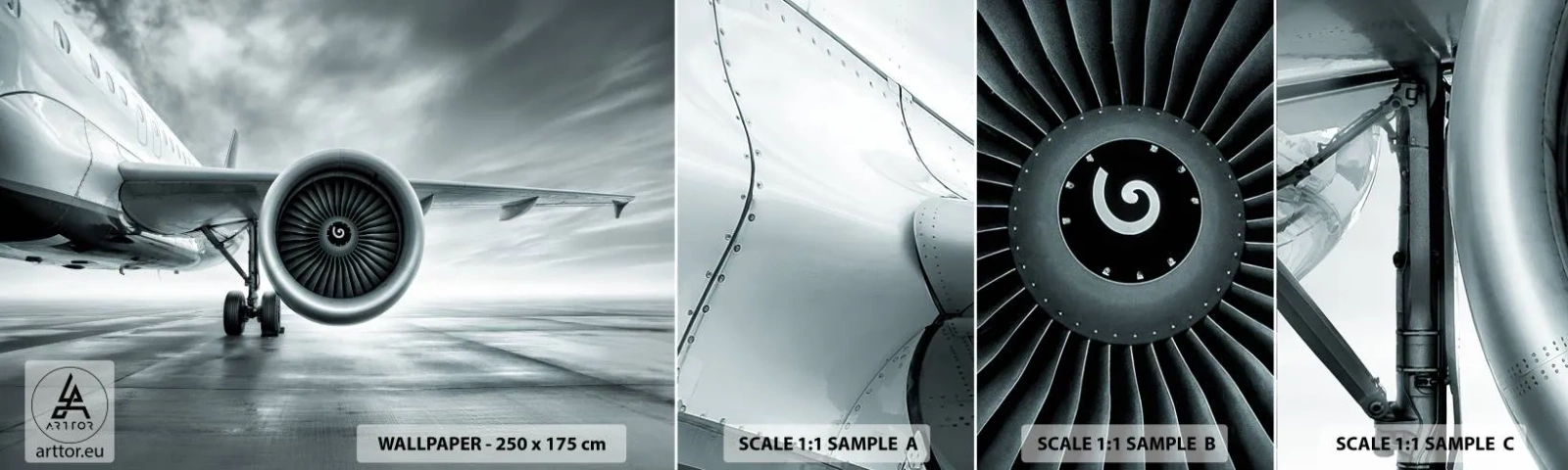 Fototapetenmuster Standard Eco - Die Macht ist da! - Flugzeug, Reise, Geschäft - 100x30 cm