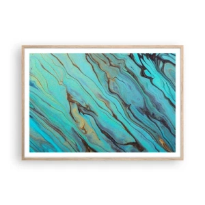 Poster in einem Rahmen aus heller Eiche - Türkisfarbene Flut - 100x70 cm