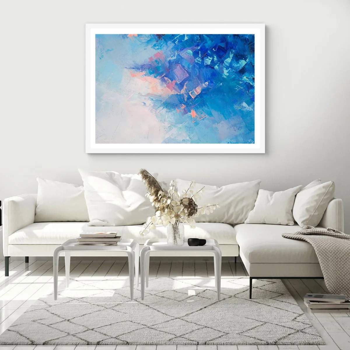 Poster in einem weißen Rahmen - Winter-Abstraktion - 70x50 cm