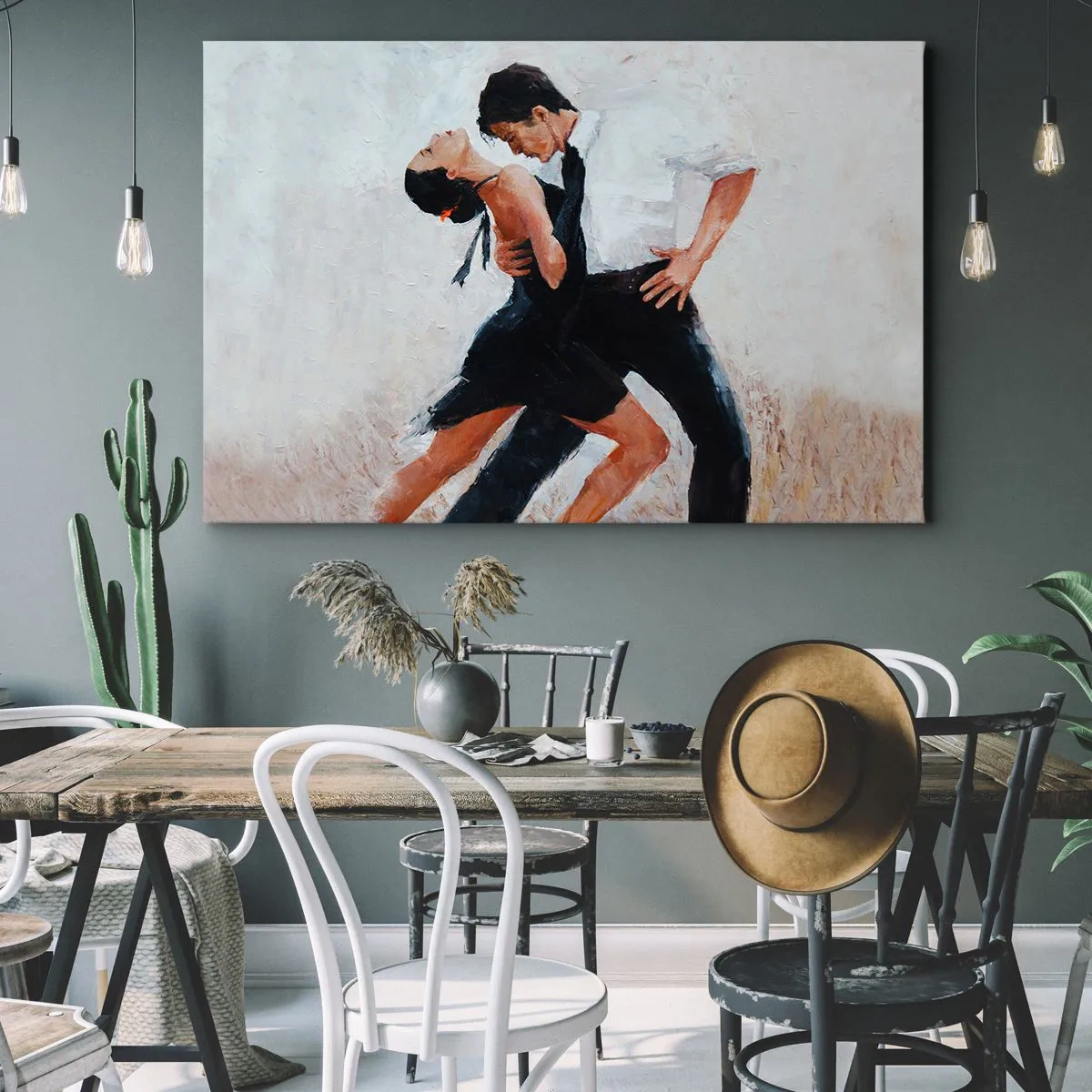 Bild auf Leinwand - Leinwandbild - Ein tanzendes Paar in einer eleganten, sinnlichen Aufnahme - 120x80cm - Tango meiner Träume und Träume - Moderne Wanddekoration für Wohnzimmer und Schlafzimmer ARTTOR