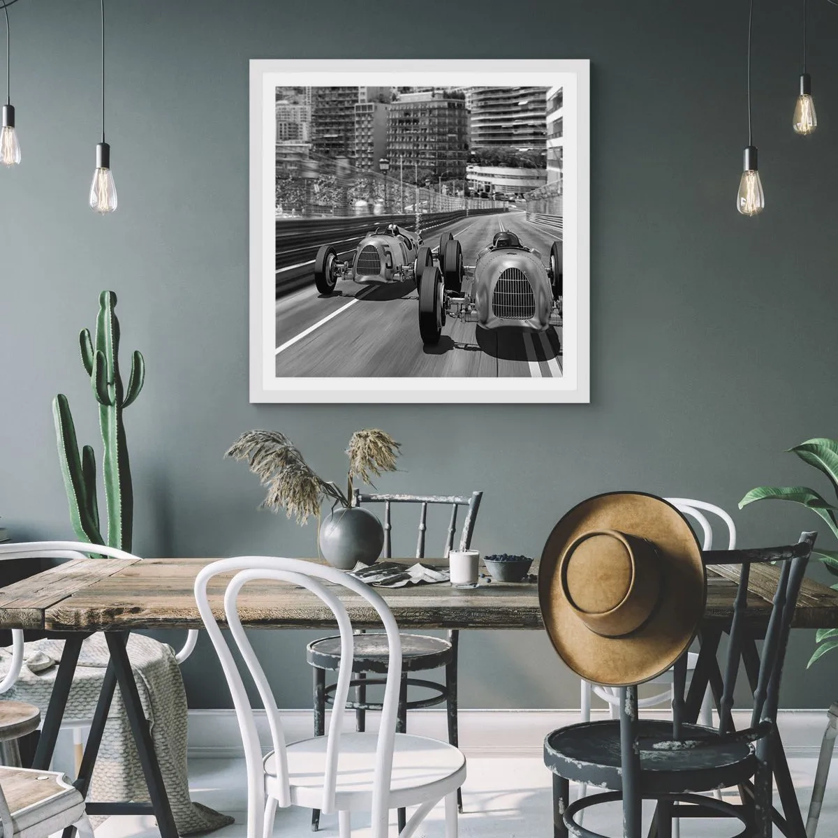 Poster in einem weißen Rahmen - Vor langer Zeit in Monte Carlo - 60x60 cm