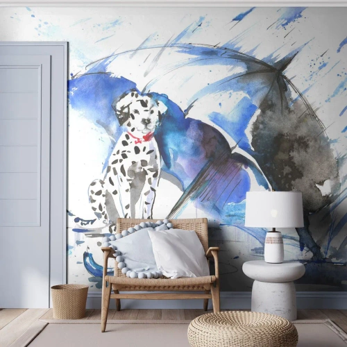 Fototapete Standard Eco - Dafür ist ein Freund da - Abstraktion, Hund, Regen - 350x256 cm