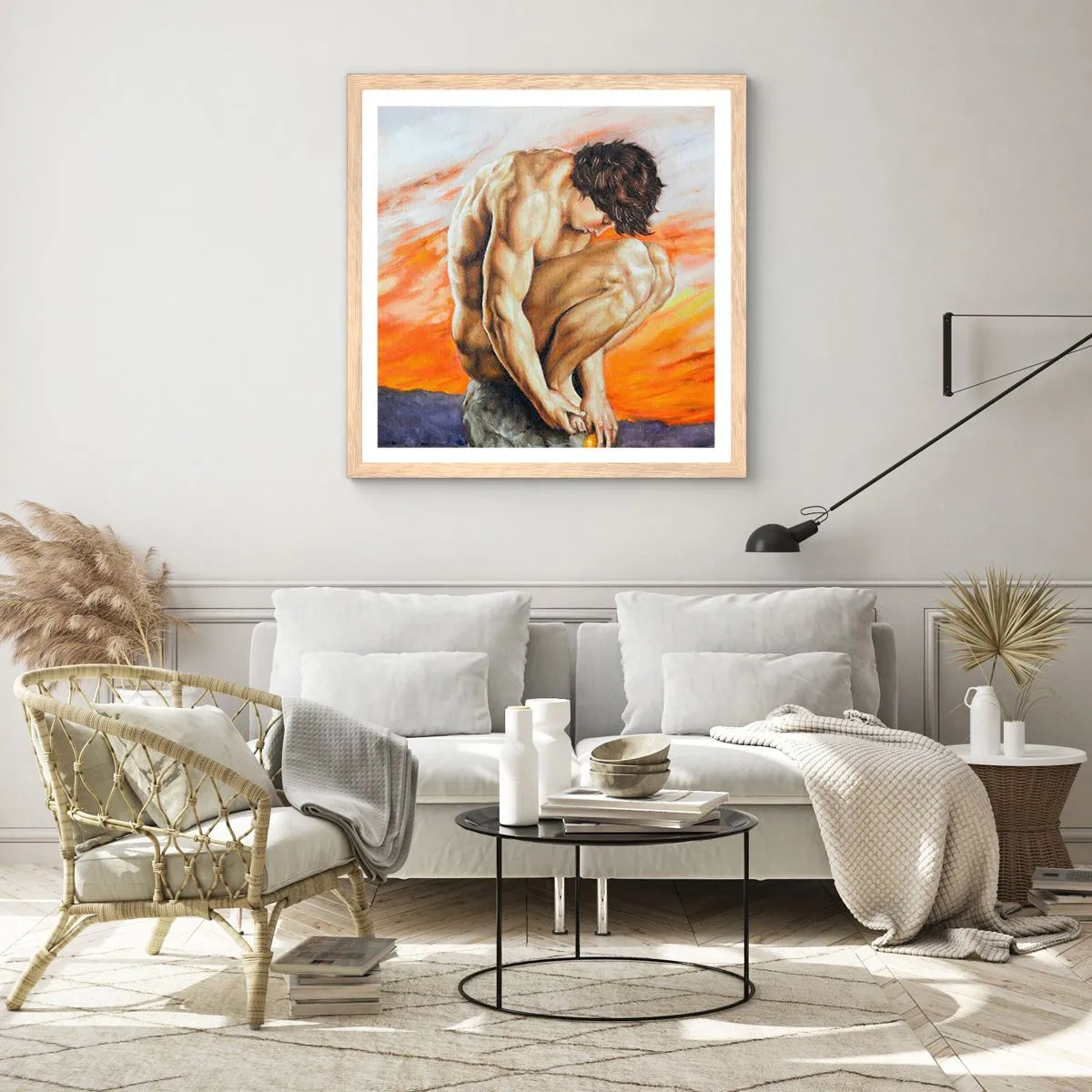 Poster in einem Rahmen aus heller Eiche - In sich versunken - 50x50 cm