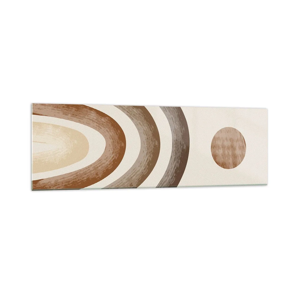 Glasbild - Bild auf glas - Geometrisches Planetenmotiv in Brauntönen - 160x50cm - In einer weit entfernten Galaxie - Moderne Wanddekoration für Wohnzimmer und Schlafzimmer ARTTOR