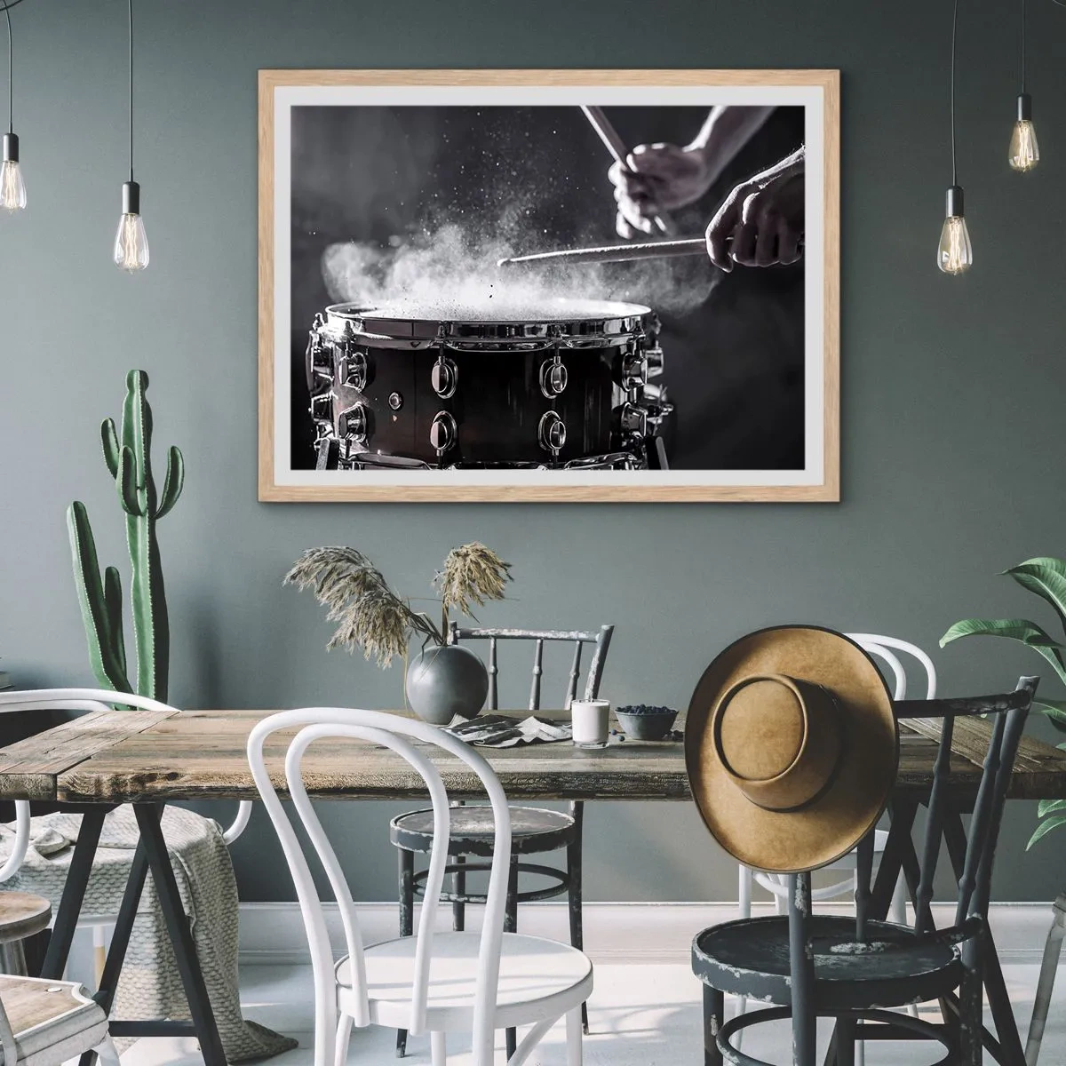 Poster in einem Rahmen aus heller Eiche - Der Puls der Musik - 100x70 cm